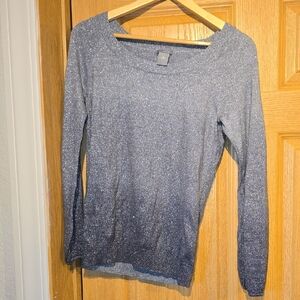 Ann Taylor Metallic Charcoal Crewneck Sweater